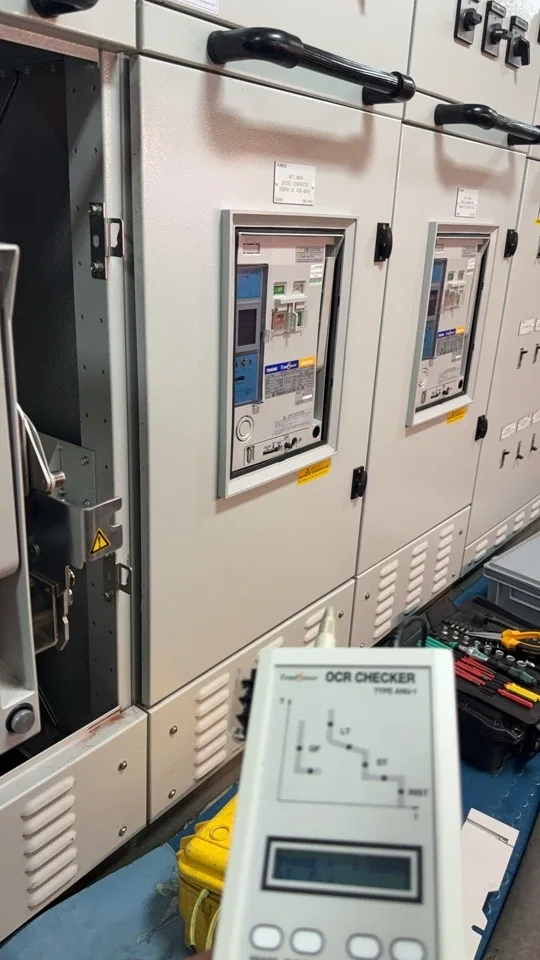 Laagspanningsschakelaars in een elektrisch schakelbord tijdens een controle